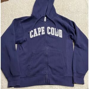 Cuffy's Men's Size Medium Cape Cod Hooded Full Zip Sweatshirt Blue
